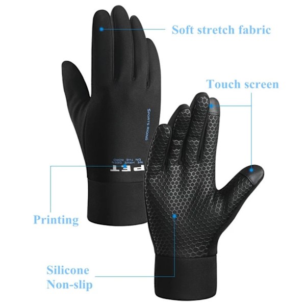 Vinterhandskar för män Pekskärm Körning Motorcykel Skidåkning Vattentäta Halkfria Varma Fleece Damhandskar Vindtäta Utomhussporter Blue One Size