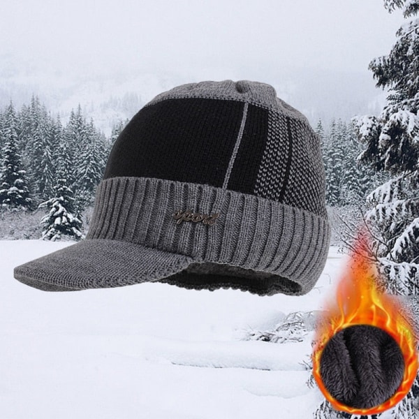 Talvihatut miehille Skullies pipo Talvilakki Miehet Naiset Villa Huivi Lakit Setti Balaclava Maski Gorras Bonnet Neulottu Hattu Gray Cap One Size