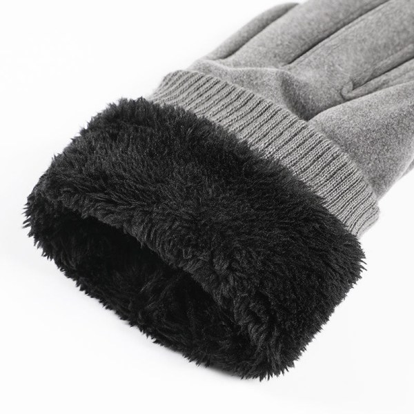 Vinter Håll Värmen Pekskärm Plus Sammet Insida Mocka Herrhandskar Mode Enkel Kallskydd Tjockare Man Utomhus Handskar 02