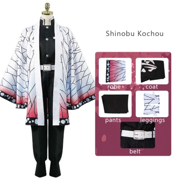 Vuxna barn Demon Slayer Kimetsu No Yaiba Anime Kimono Kanroji Mitsuri Cosplay Kostym Kisatsutai Sexiga Kvinnor Halloween Kläder Full Set 3 160cm