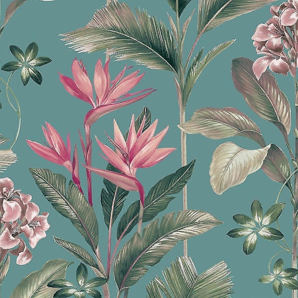 Oliana Blommig Tapet Belgravia Mjuk Teal Soft Teal