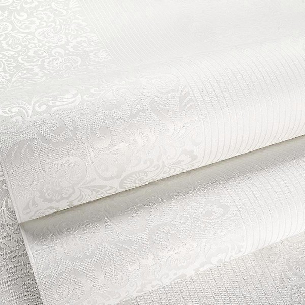 Moderne Simpel Soveværelse 3D Stereo Stue Hvide Lodrette Striber Non-woven Tapet Europæisk TV Baggrund Tapet hvid white