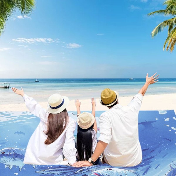 Strandhandduk Sandfri Poolhandduk Filt Extra Stor Snabbtorkande Lätt Superabsorberande Tryckt Badhandduk Utomhus Yogamatta White and blue wave
