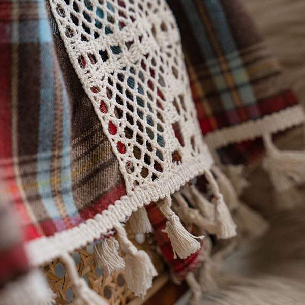 Boho Mørklægningsgardiner til Stue Soveværelse Røde Gitre Plaid Bondehus Jul Køkken Luksus Vinduesgardin Boligindretning Red W150xH280cm