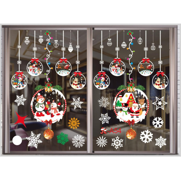 Jul Fönsterdekor Santa Claus Snowflake Stickers Vinter Väggdekor för barnrum Nyår Jul Fönsterdekorationer A17