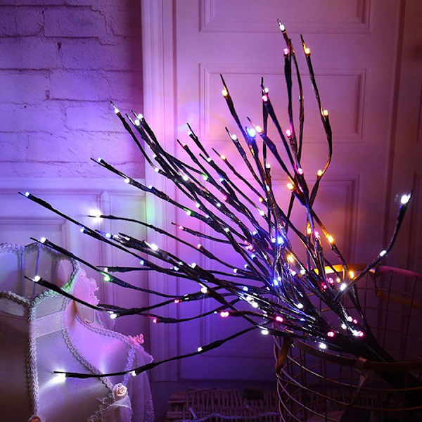 73cm 20 LED-lampor Pilgrenslampa Konstgjord Gren Pilkvist Vas Lampor Batteridriven för Bröllopsfest Fairy DIY Dekor Multicolor