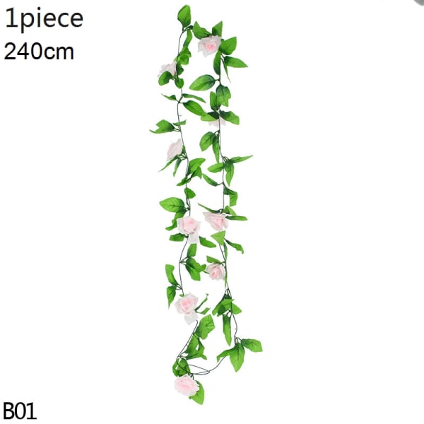 Kunstig Wisteria Blomster Ranke Efeu Blad Guirlande Silke Rose Blomster Rattan Snor Ranke Bryllupsbue Blomst Hjemmehave Dekoration G04-2pcs-leaves