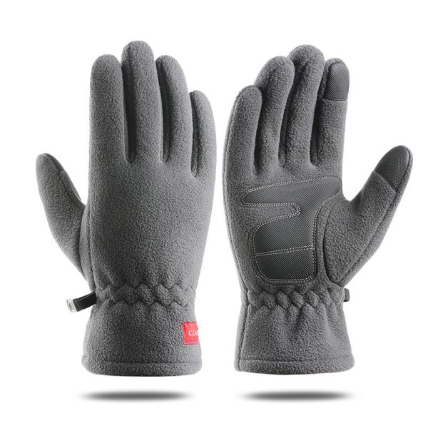 Män Kvinnor Vinter Polar Fleece Silica Gel Halkfri pekskärm Körvante Plus Sammet Tjock Varm Sport Cykelhandske F22 B Black L 19-22cm