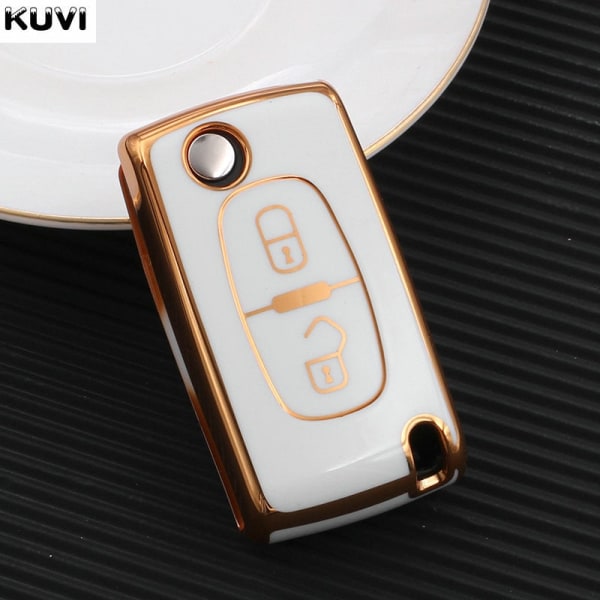 Nytt TPU Bilnyckelfodral Skydd För Peugeot 107 206 207 307 308 406 För Citroen Xsara Picasso C2 C3 C4 C5 C6 C8 Väska 3 button Red