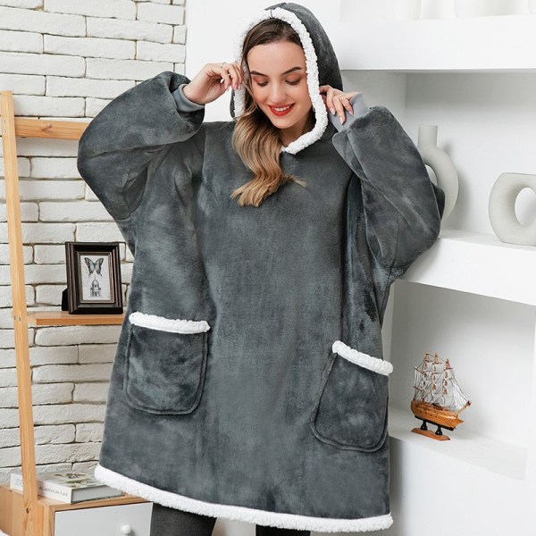 Filt med Ärmar Dam Oversized Hoodie Fleece Varma Hoodies Sweatshirts Jätte TV Filt Dam Hoody Morgonrock Zebra One Size