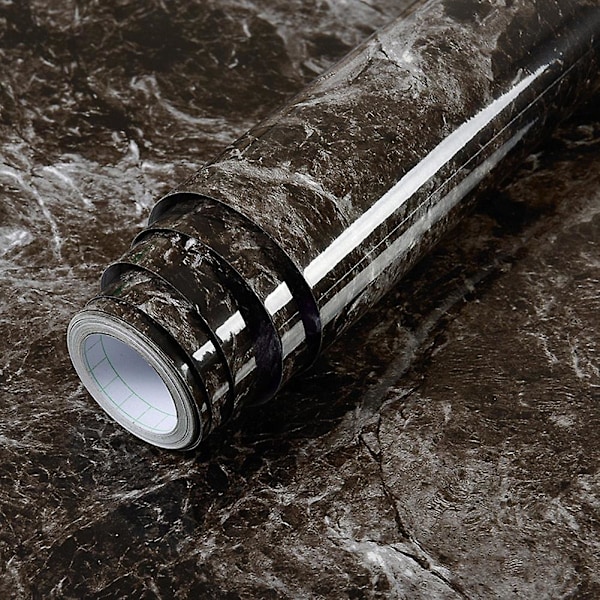 Selvklebende Marmor Tapet, Skrell og Fest Klistremerker Marmor Lys Sort 40cm x 2m Marble Light Black 40cm x 2m