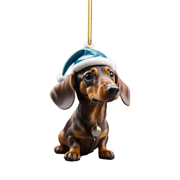 Jul Tecknad Söt Hund Ornament Tax Hund Hängande Dekoration Julgran Hänge Hem Fest Tillbehör Bilinredning Gåvor A-3 Christmas