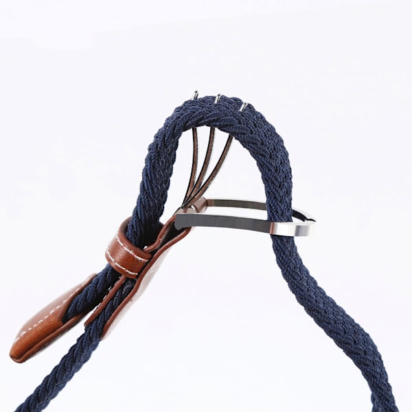 Herr Casual Stretch Vävt Läderbälte Unga Studenter Vävt Canvas Spänne Elastiskt Midjeband Blue 115cm