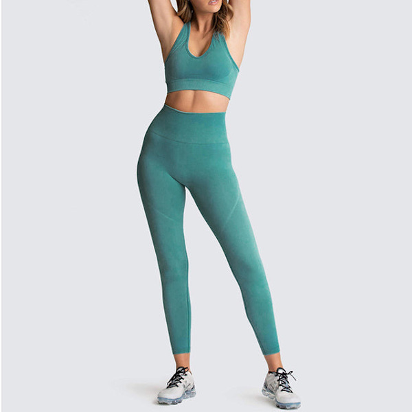 Yoga Set Dam Leggings + BH Dam Gym Kläder Sportdräkter 01Coffee Set L