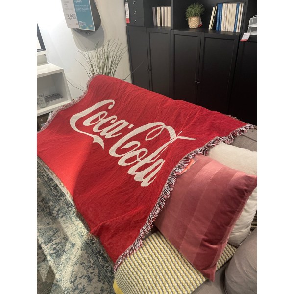 Retro Amerikansk Filt Sofffilt CocaCola Coca-Cola Väggdekorativ Filt Cola blanket 125X150cm