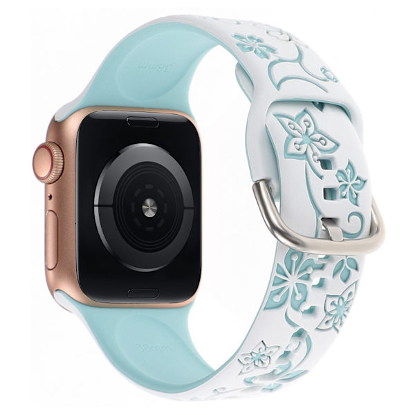 Klockarmband för Apple Watch iWatch 38/40/41mm tvåfärgat stålspänne Bauhinia 30 stycken eller fler vit + blå