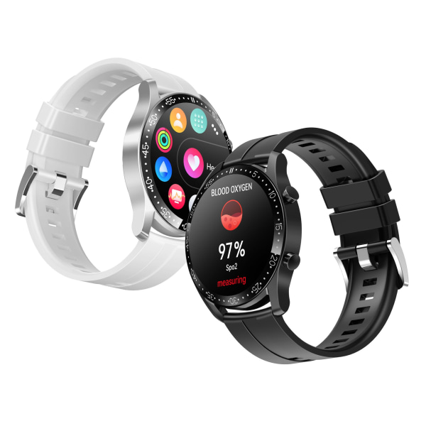Smartklocka Bluetooth 1,32-tums Samtal Anpassad Urtavla Puls Blodtryck Blodsyre Black glue