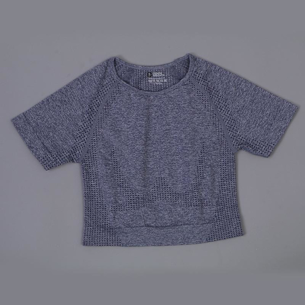 Joogasetti Urheilupuku Treenausvaatteet Lyhythihainen Crop Top Joogashortsit Naisille gray top M