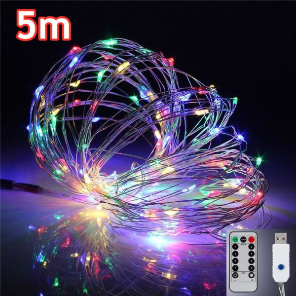 LED Fjernkontroll Garland Lysstripe for Multifunksjonell Skinnende Utendørs Dekorationslys White LED-10m