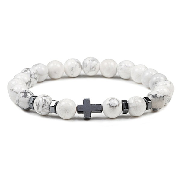 Rukous Miehet Luonnonkivi Puuhelmet Ruusukko Hematiitti Risti Rannekorut Onyx Meditaatio Rannekoru Naiset Jooga Korut Homme Pulsera Red 19cm