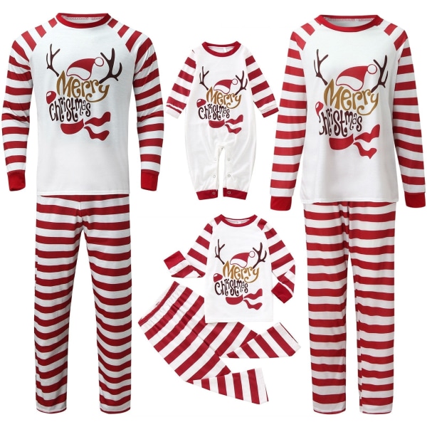 Jul Matchande Familj Pyjamas Pyjamas Outfits Xmas Älg Far Mamma Barn Baby Sovkläder Matchande hemkläder Red Baby 18-24 Months
