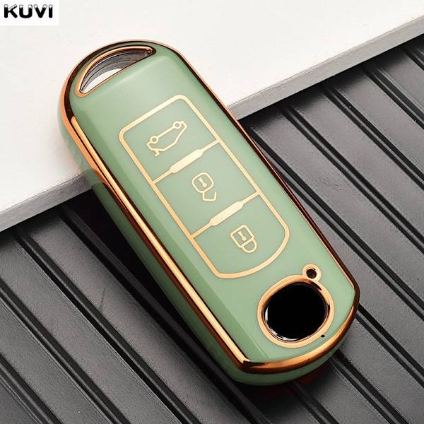 TPU Bil Fjärrkontroll Nyckel Fodral Skydd För Mazda 2 3 6 Atenza Axela Demio CX-5 CX5 CX-3 CX7 CX-9 2015 2016 2017 2018 2019 Tillbehör 2 button Green