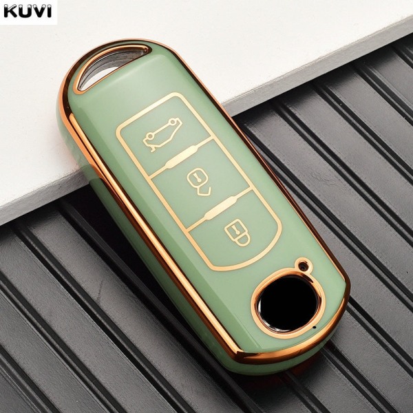 TPU Bil Fjärrkontroll Nyckel Fodral Skydd För Mazda 2 3 6 Atenza Axela Demio CX-5 CX5 CX-3 CX7 CX-9 2015 2016 2017 2018 2019 Tillbehör 3 button Green