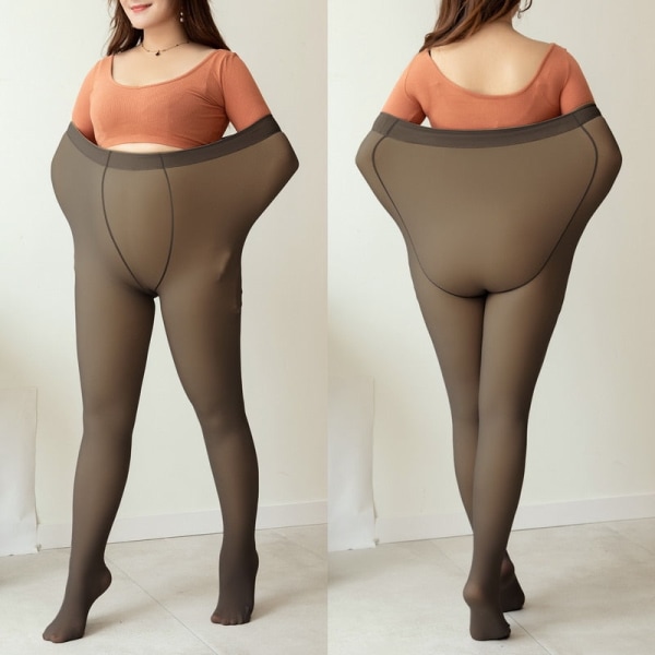 Plus-kokoiset talviset naisten sukkahousut lämpökerrastoa, läpikuultavat sukkahousut, naisten lämpimät leggingsit, feikki-sukkahousut, fleece-trikoot, ihoa imitoiva efekti full feet coffee 240g (0-10 Celsius)