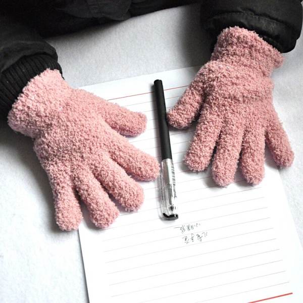 Warmom Korall Fleece Tjocka Barnhandskar Vinter Håll Varma Barn Baby Plysch Pälsiga Hel Finger Vantar Mjuka Handskar För 7-11 År dark gray