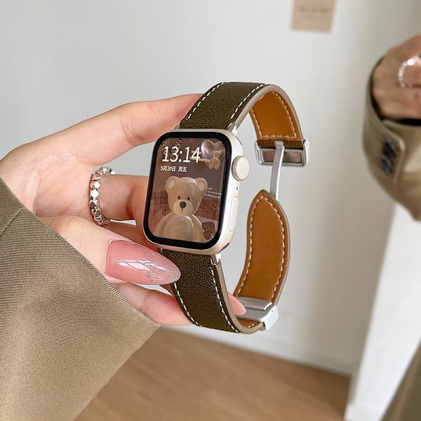 Klockarmband för Apple Watch iWatch för 1/2/3 42mm Läder Magnetiskt Spänne - Bränd Brun