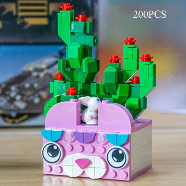 Bukett DIY Byggklossar Romantisk Ros Blomma Bonsai Kaktus Blomma Växt 3D Modell Tegelstenar Barn Pedagogisk Leksak Flickpresent 655002 No Box