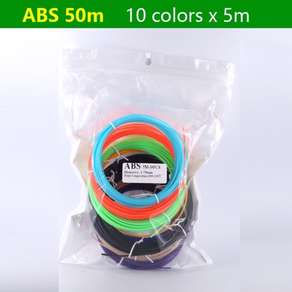 PLA/ABS 3D-kynän filamentti 10/20 rullaa 10M Halkaisija 1,75 mm 200M Muovifilamentti 3D-kynälle 3D-tulostinkynälle, Väri ei toistu ABS 20 colorsx5m As photo
