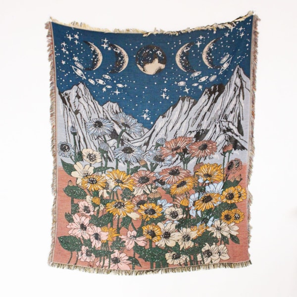 Nordisk Pläd Filt för Säng Sofföverdrag Vardagsrumsinredning Sofffilt Fritidsöverkast Utomhus Camping Picknickmatta Boho Tapestry XT07-12 130X160cm