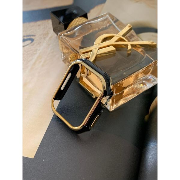 Klockarmband för Apple Watch iWatch 38 Svart Guld Halvförpackning PC-skal