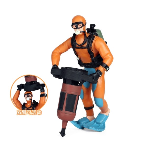 Simuleringsdocka leksaksfigur modell solid plast undervattensäventyr dykare docka scen dekoration leksaker barn presenter B