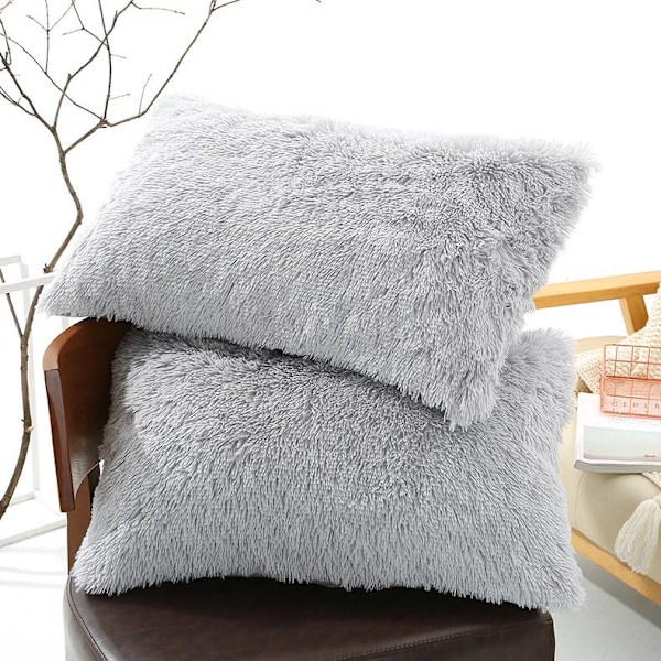 2 Stykker Luksuriøs Faux Fur Myk Sofa Hjemmevare Putetrekk Pink
