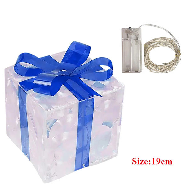 Glødende Juledekorasjon Gaveeske Ornament Med Sløyfe Julebelysning Eske Utendørsbelysning Julebord Skrivebordsornament 13cm-Red bowknot