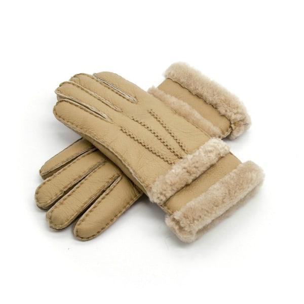 100 % fårskinn vintervantehandskar för kvinnor män äkta kashmirpäls varma handskar dam helfinger äkta läder GY one size