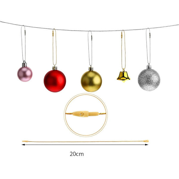100 st 20 cm Polyestertrådar för Julhängen Julgran Julkula Etikettverktyg Juldropp Ornament Tillbehör Red 20cm