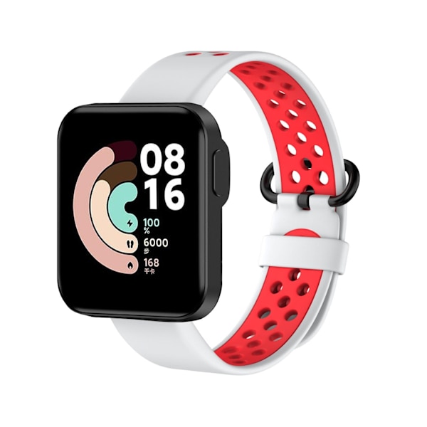 Udskiftnings sportsrem til XiaoMi Mi Watch Lite rem silikone åndbare urremme til Mi Watch Lite urrem armbånd Red and White