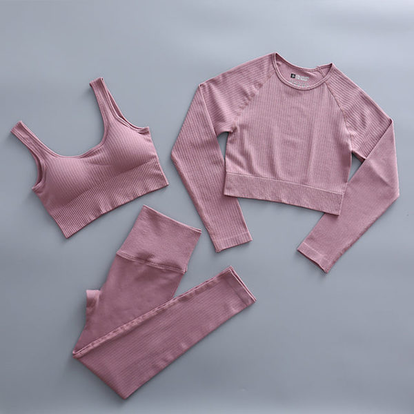 Joogasetti Naisten Kuntosalivaatteet Naisille Korkeavyötäröiset Joogahousut Verryttelypuku Naisten Fitness-vaatteet Top Pants Pink M