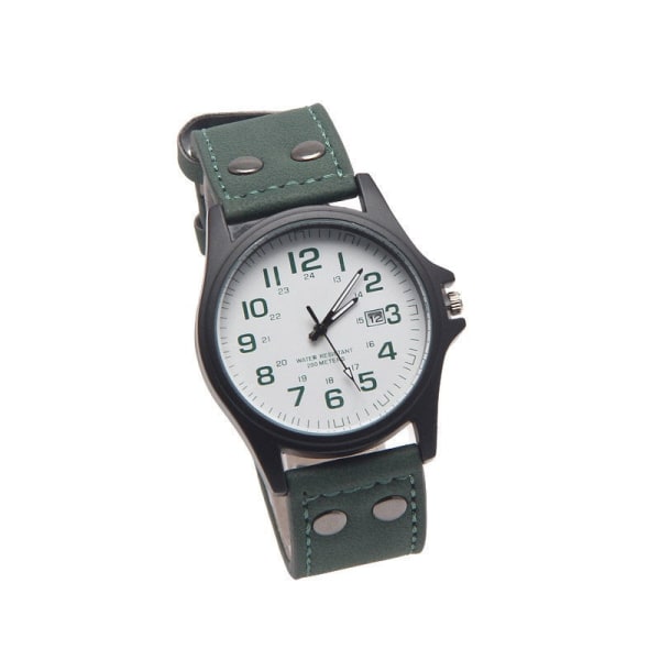 Watch gjord av legering bälte Quartz Watch Watch Casual Calendar Student Watch Black with white surface
