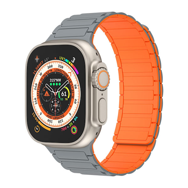 Klockarmband för Apple Watch iWatch 42/44/45/49mm ~10:e generationen universal grå orange