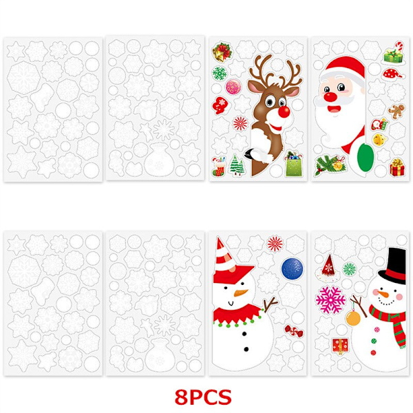 Jul Fönsterdekorationer God Jul Dekorationer För Hemmet Jul Väggdekor Barnrum Väggdekaler Nyårsdekorationer D-8PCS