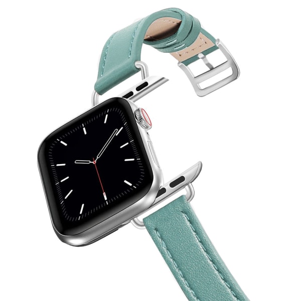 Aitoa nahkaa oleva Loop-rannekoru Apple Watch SE 7654 42MM 38MM 44MM 40MM -kelloon, älykellon iWatch 3 -ranneke 45mm 10 Slim green 41mm
