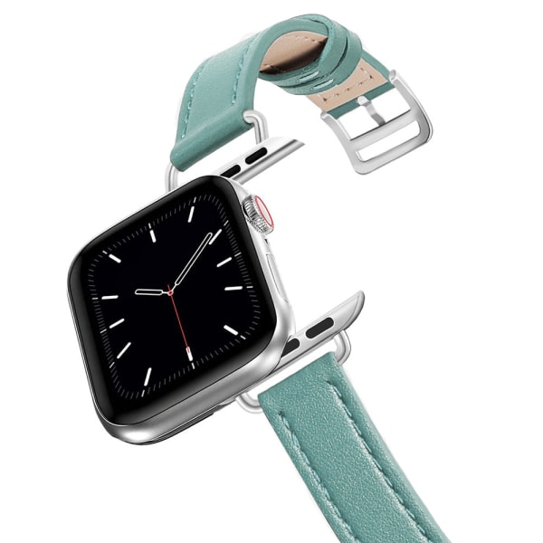Real Leather Loop Armband Bältesband för Apple Watch SE 7654 42MM 38MM 44MM 40MM Strap on Smart iWatch 3 Watchband 45mm 10 Slim green 41mm