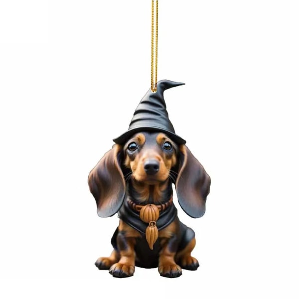 Jul Tecknad Söt Hund Ornament Tax Hund Hängande Dekoration Julgran Hänge Hem Fest Tillbehör Bilinredning Gåvor I-1 Christmas