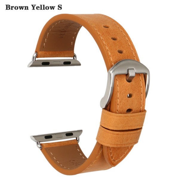 Läderrem för Apple Watch Band 45mm 41mm 42mm 38mm 44mm 40mm Series 7 6 SE 5 4 3 iWatch Watchband Brown Yellow B For Apple Watch 38mm