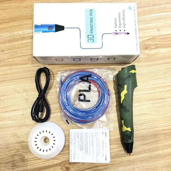 USB-drevet 3D-pen-sæt med PLA-filamentpåfyldning LCD-skærm 3D-tegne- og malepen Automatisk kunstprinterpen Kreativ gave 3mx1.75mm As photo
