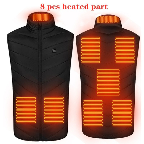 9/11 Places Lämmitetty liivi miehille ja naisille USB-lämmitteinen takki Lämmitettävä liivi Lämpövaatteet Metsästysliivi Talvilämmitettävä takki MustaS-6XL Blue 9 Pcs Heated Asian size XL